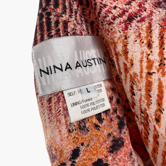 Nina Austin‎ Animal Print V Neck Asymmetric Dress - Picture 3 of 6